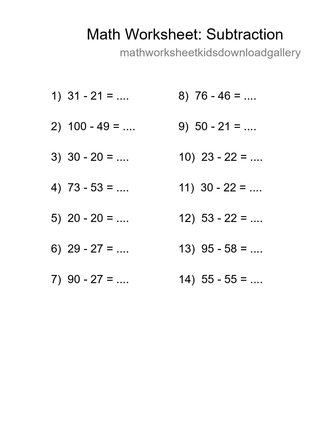 Free 14 Subtraction Math Worksheet For Grade 3 With Answers - Part 41