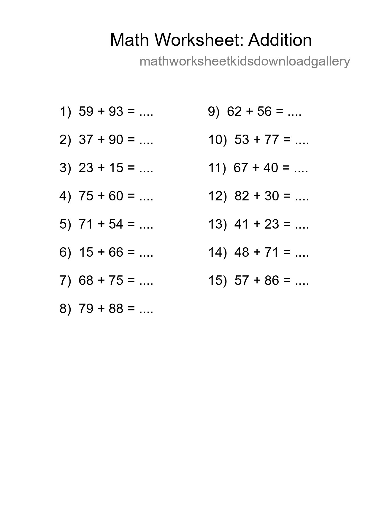 Free 15 Addition Math Worksheet For Grade 3 With Answers - Part 210