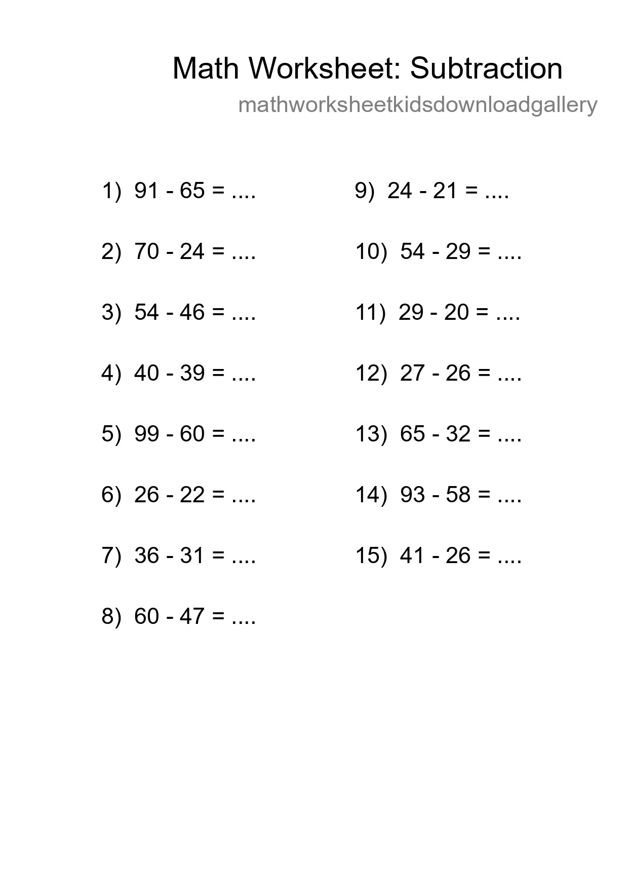 Free 15 Subtraction Math Worksheet For Grade 3 With Answers - Part 74