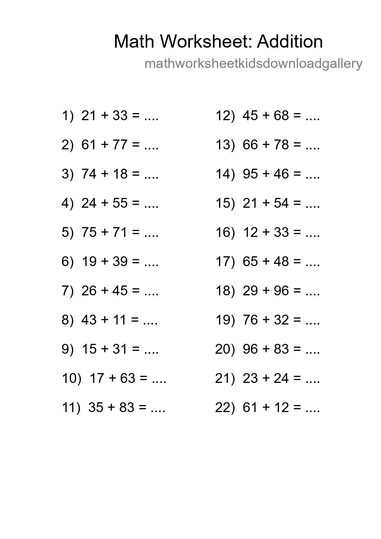Free 22 Addition Math Worksheet For Grade 3 - Part 23