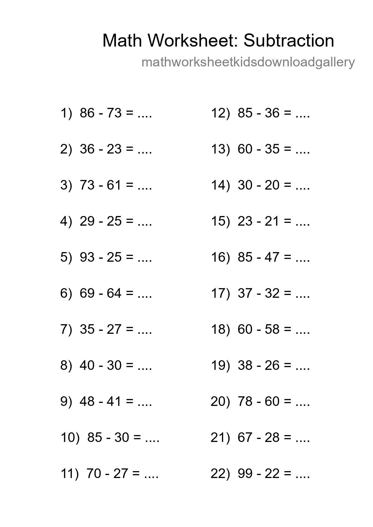 Free 22 Subtraction Math Worksheet For Grade 3 With Answers - Part 184