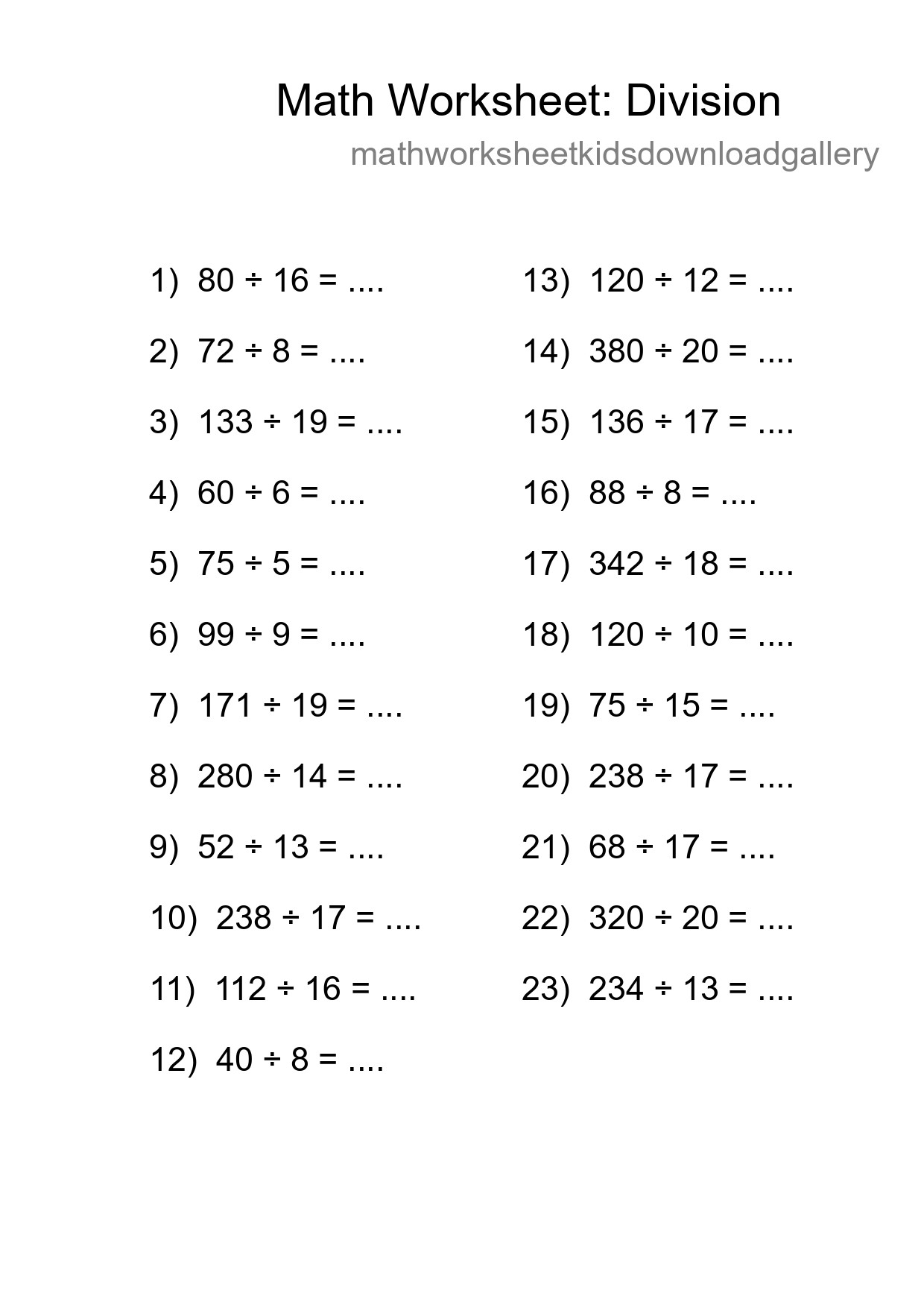 Free 23 Division Math Worksheet For Grade 2 With Answers - Part 125