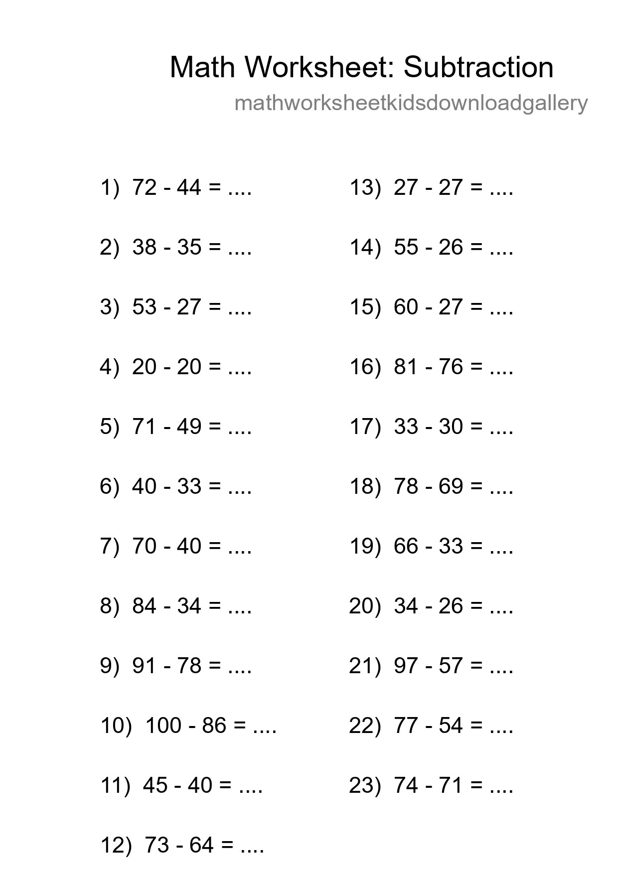 Free 23 Subtraction Math Worksheet For Grade 3 - Part 217