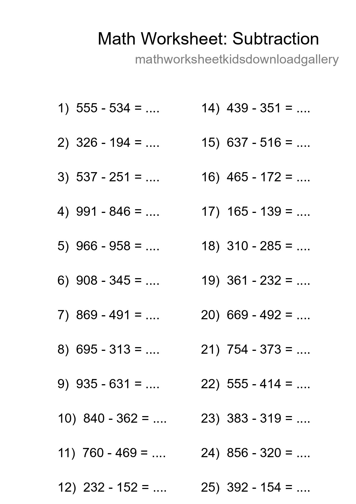 Free 26 Subtraction Math Worksheet For Grade 5 - Part 52