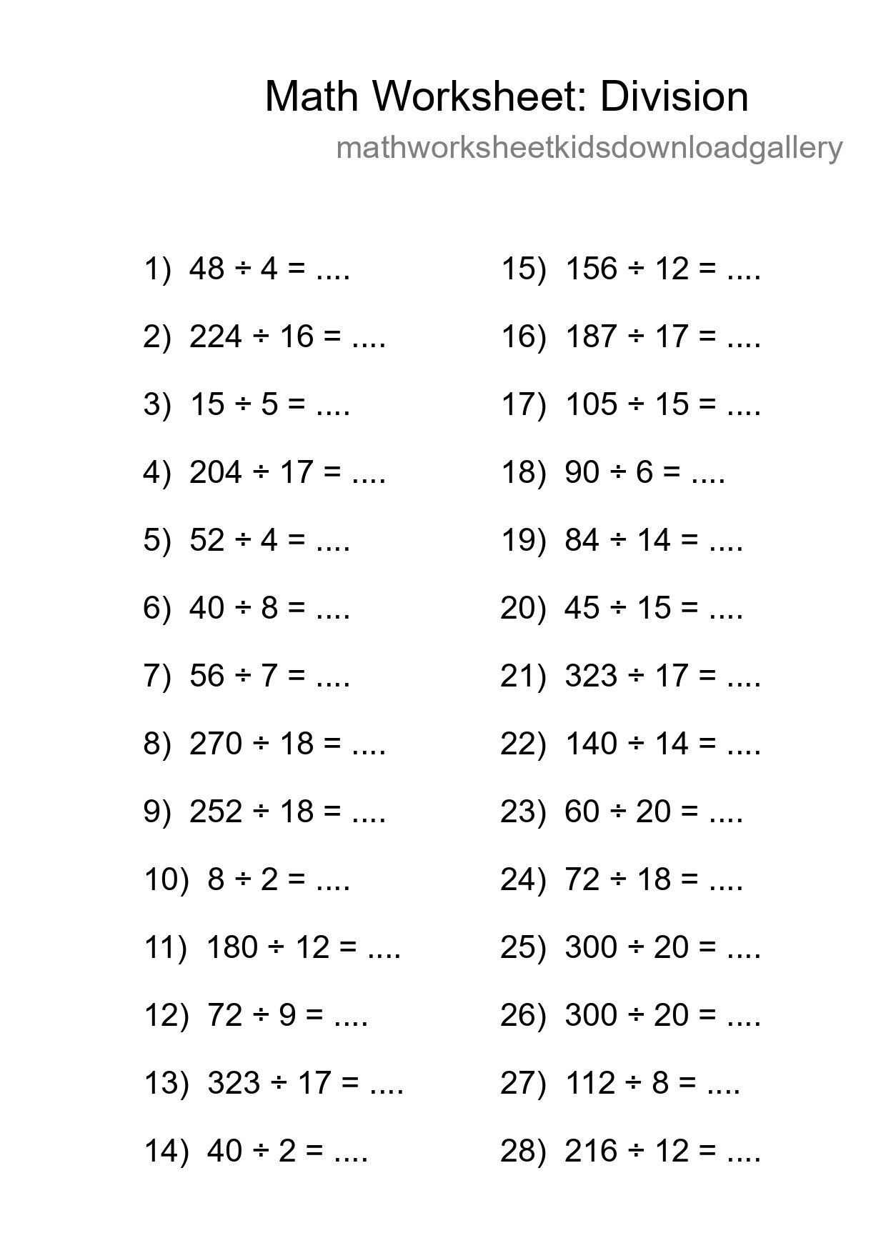 Free 28 Division Math Worksheet For Grade 2 - Part 246