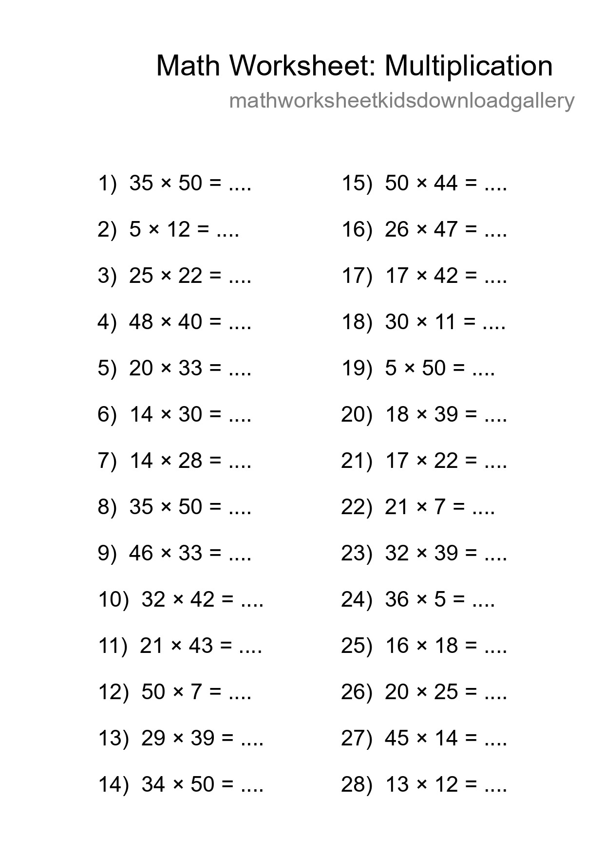 Free 28 Multiplication Math Worksheet For Grade 2 - Part 249