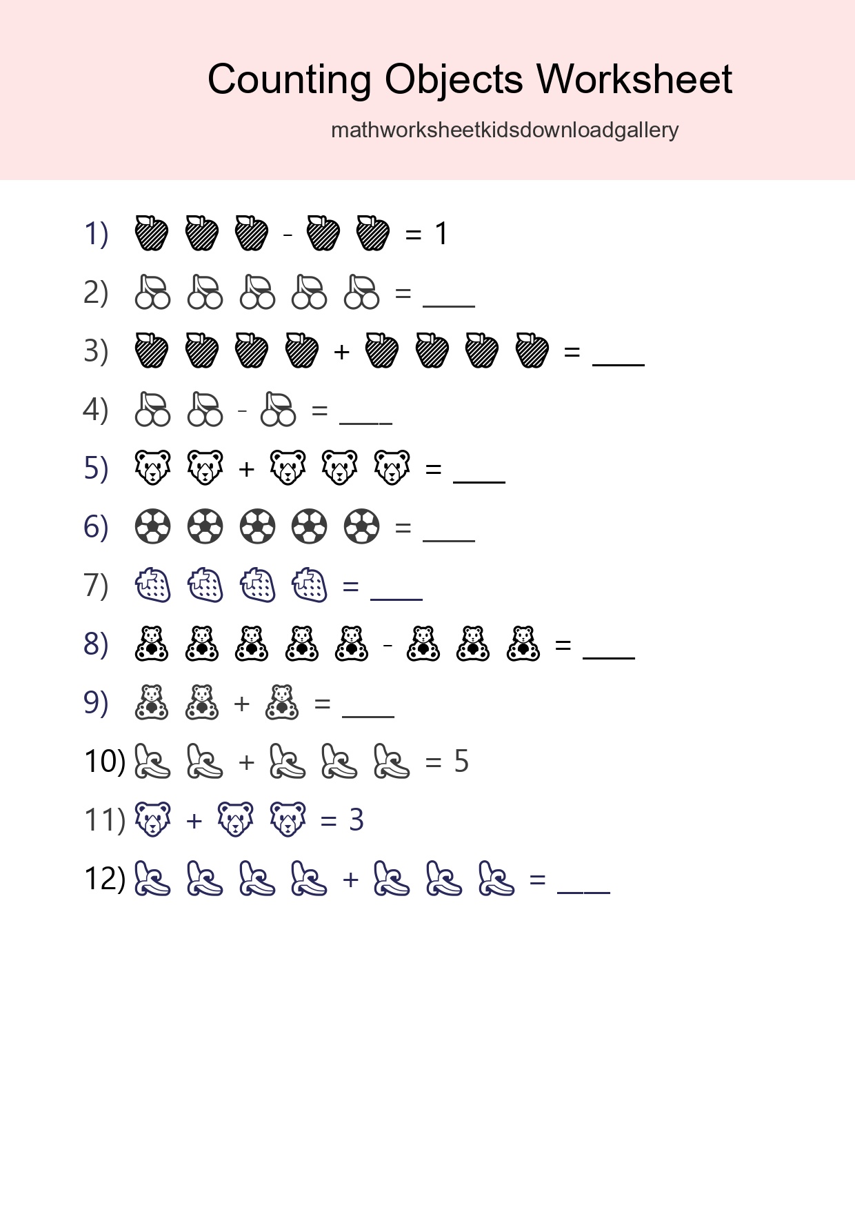 Free Counting Objects Worksheet For Kindergarten - Part 14