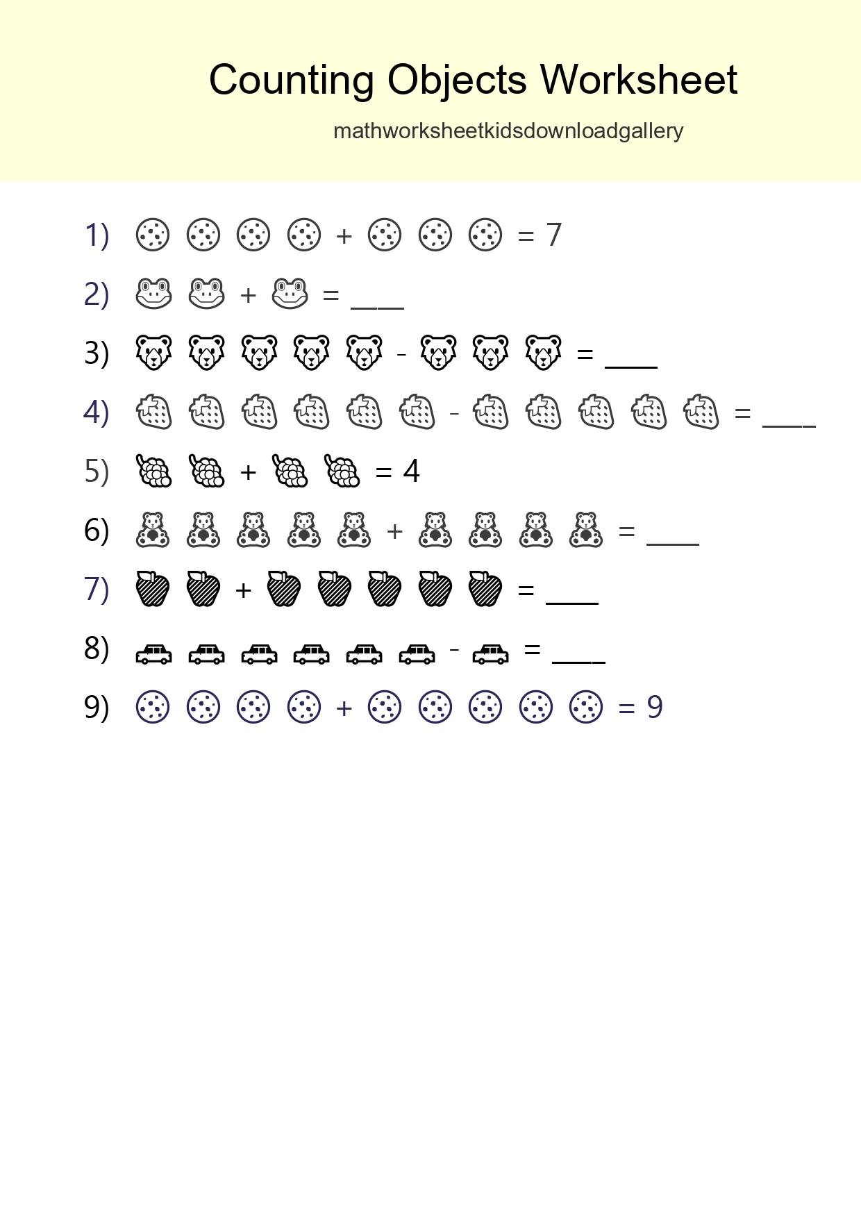 Free Counting Objects Worksheet For Kindergarten - Part 234