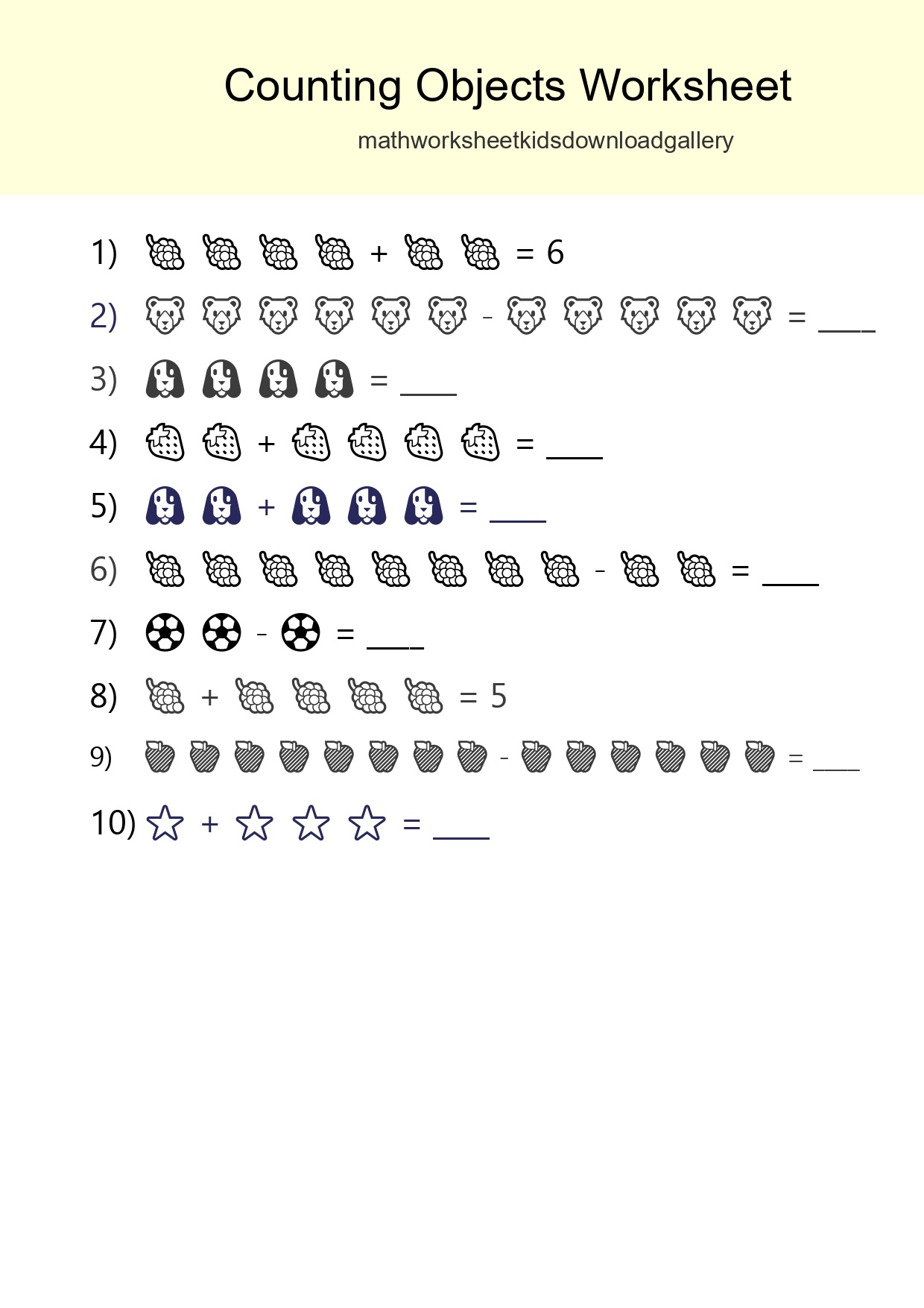 Free Counting Objects Worksheet For Kindergarten - Part 91