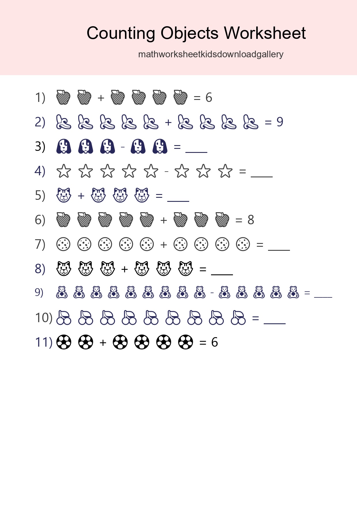 Free Counting Objects Worksheet For Kindergarten Printable - Part 102