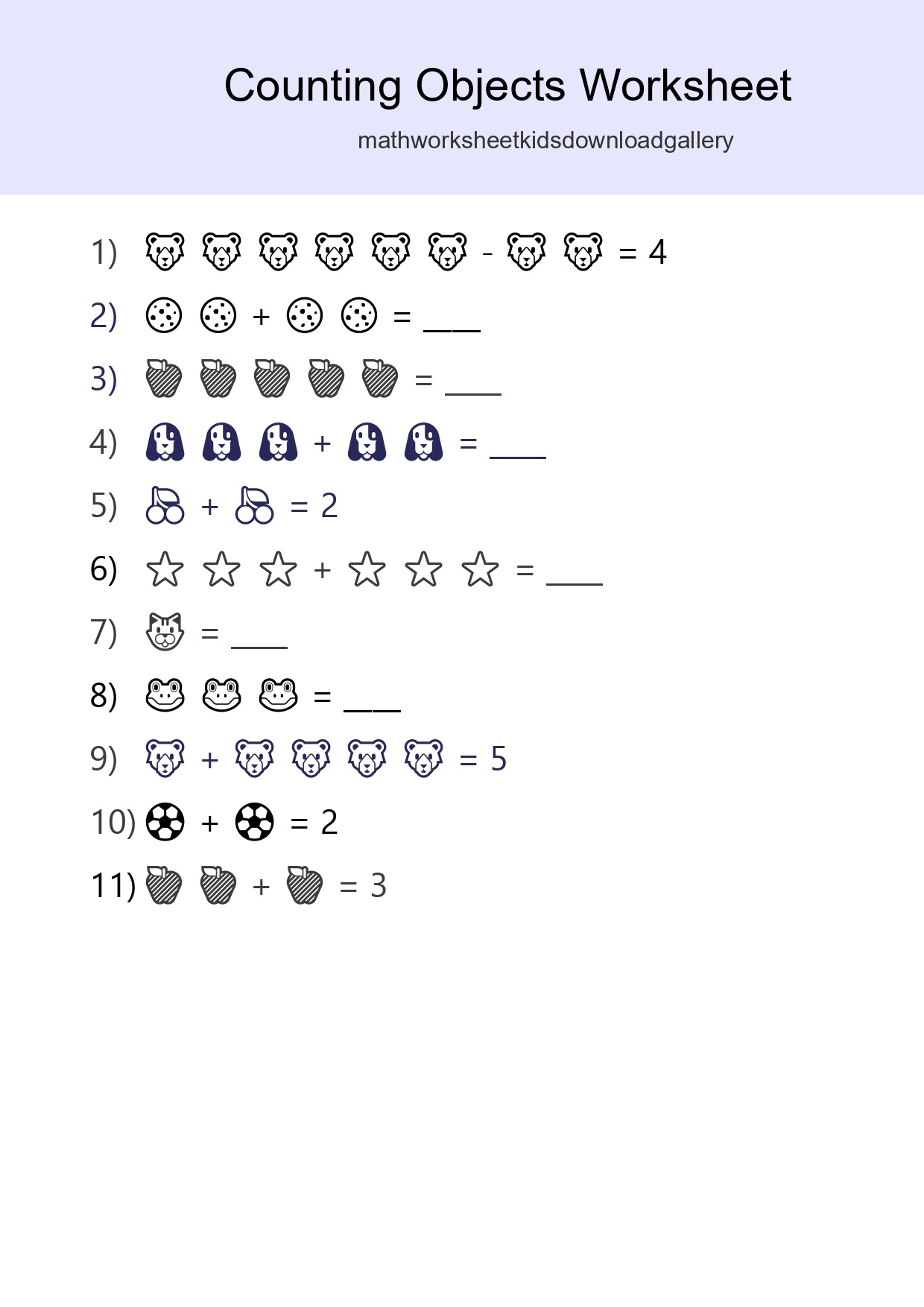 Free Counting Objects Worksheet For Kindergarten Printable - Part 113