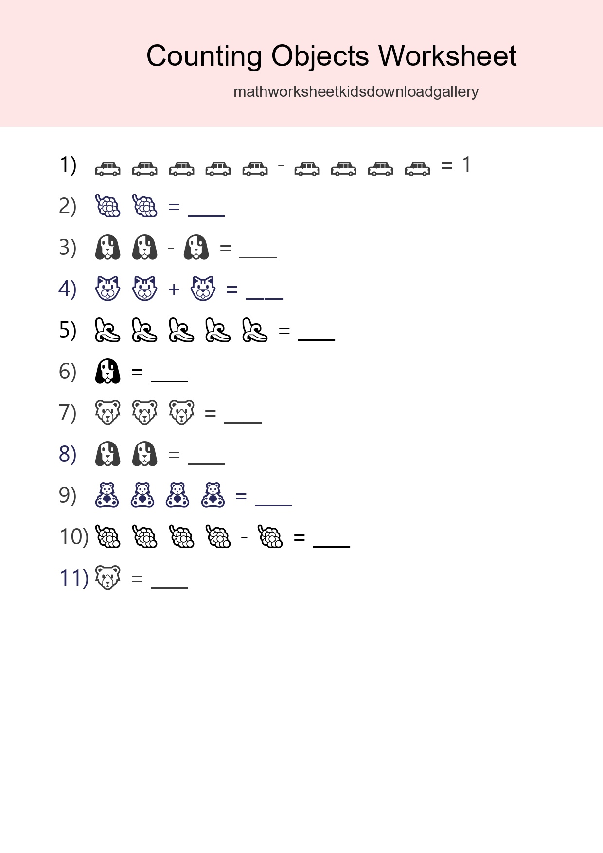 Free Counting Objects Worksheet For Pre-K - Part 212