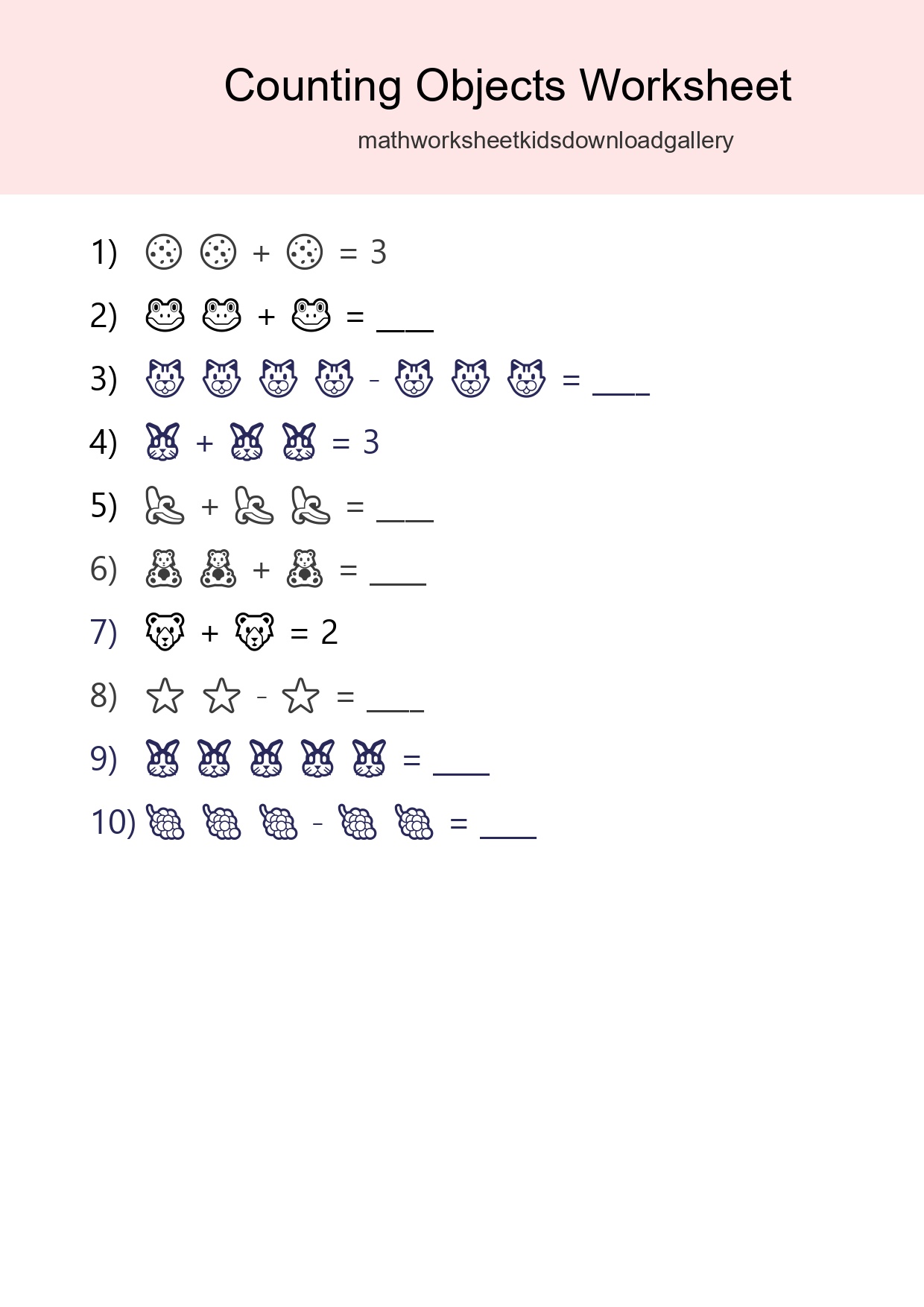 Free Counting Objects Worksheet For Pre-K Printable - Part 245