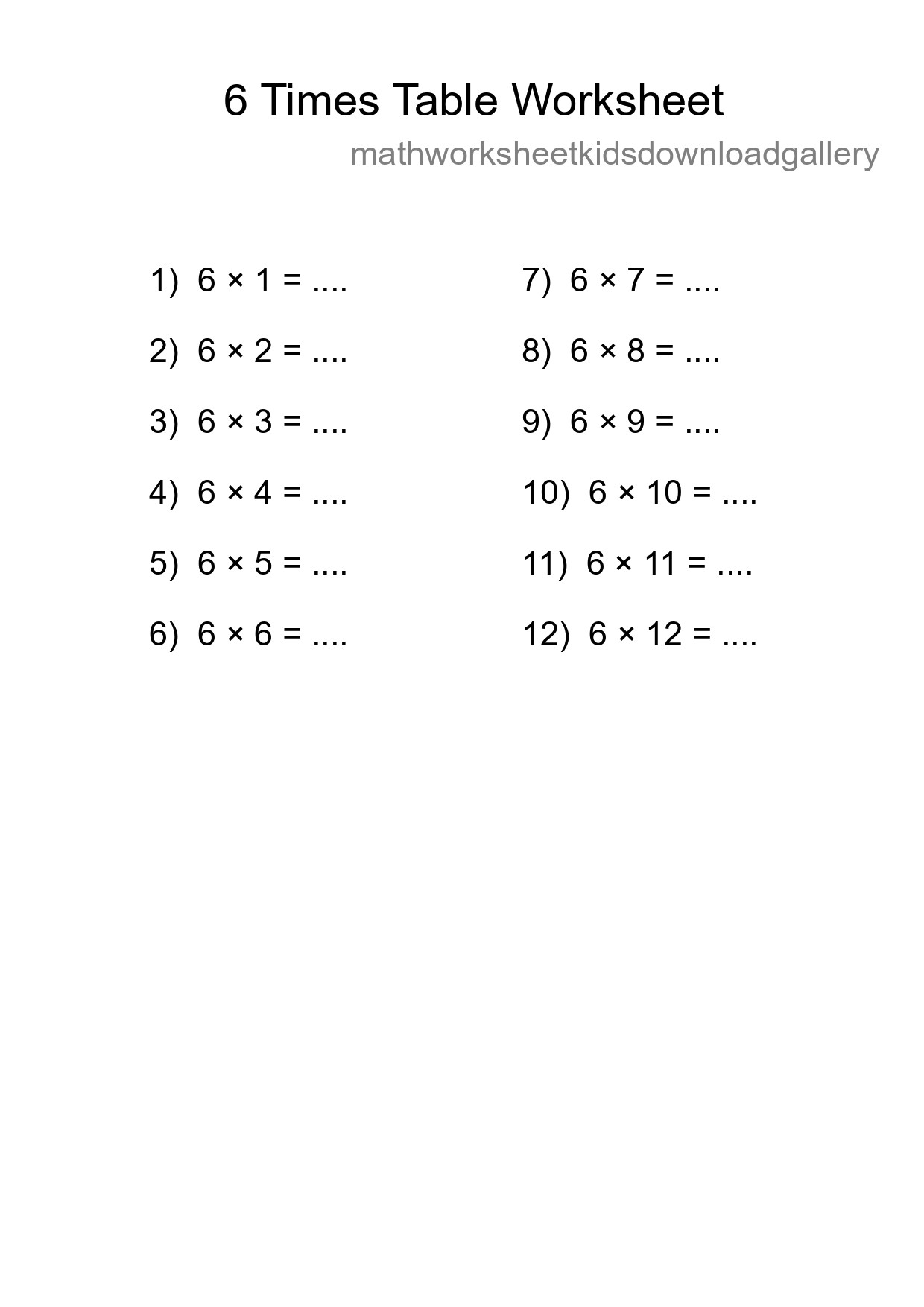 Grade 3 Multiplication Table 6 Practice - Part 152