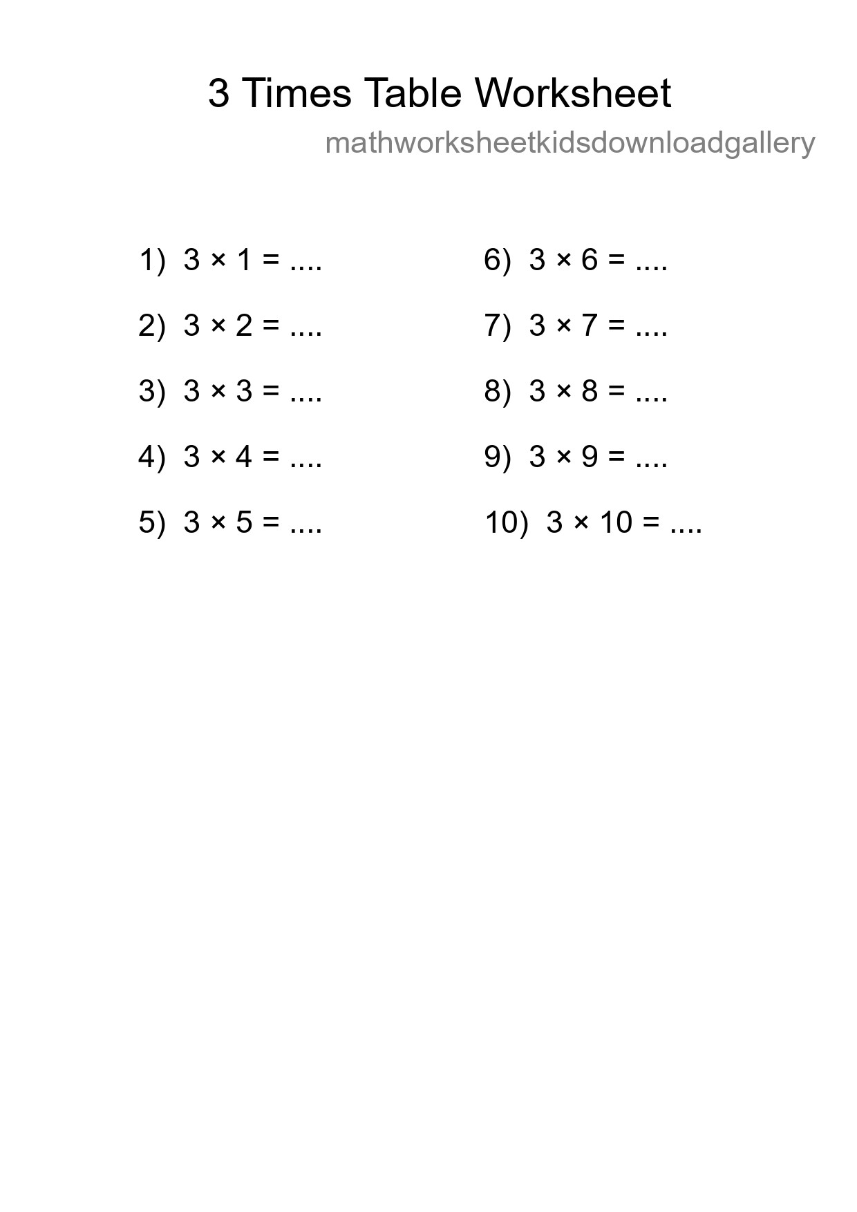 Printable 3 Times Table Worksheet For Grade 2 - Part 42