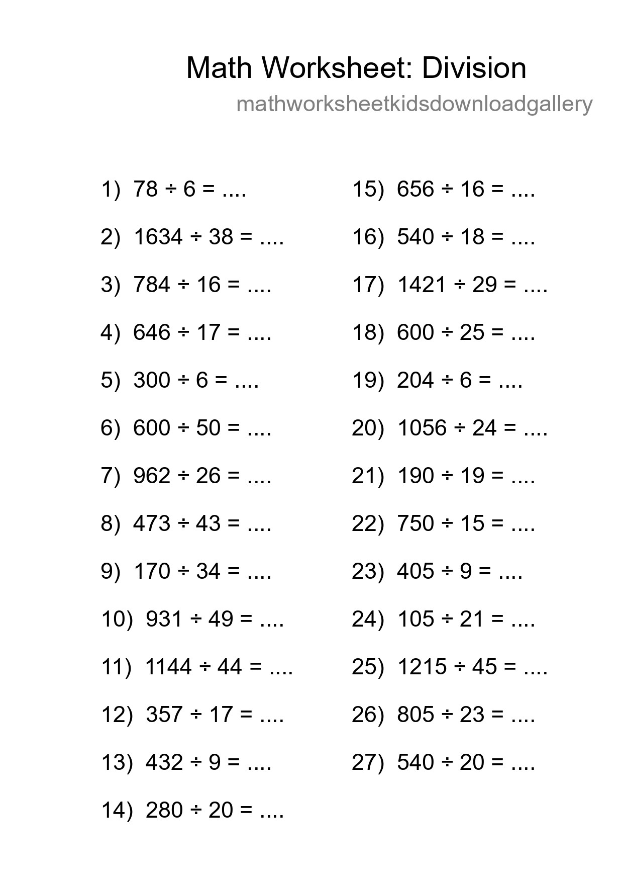 Printable Free 27 Division Math Worksheet For Grade 2 - Part 158