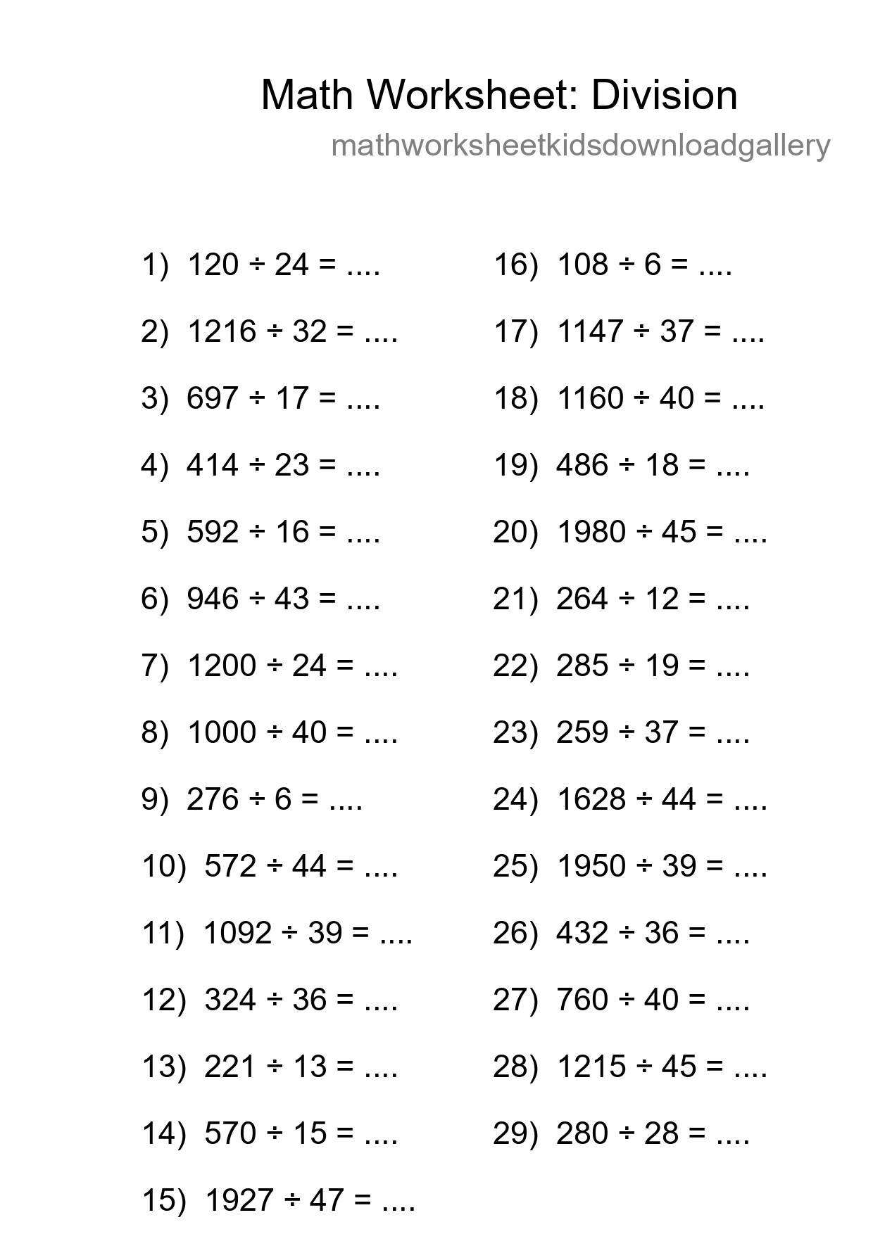 Printable Free 29 Division Math Worksheet For Grade 2 - Part 136